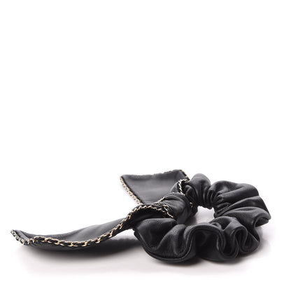 Chanel Lambskin Chain CC Hair Bow Tie Black Gold 3 of 5