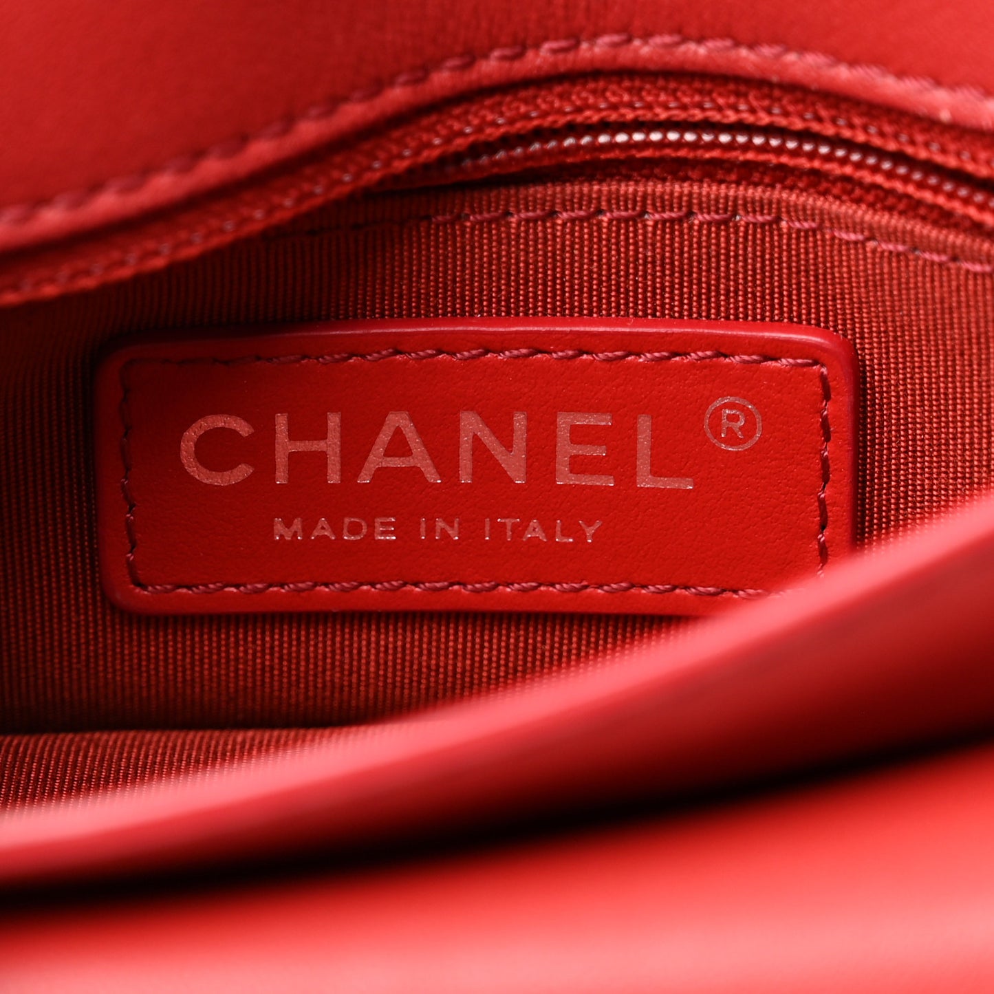 Lambskin Quilted Mini Natural CC Flap Red