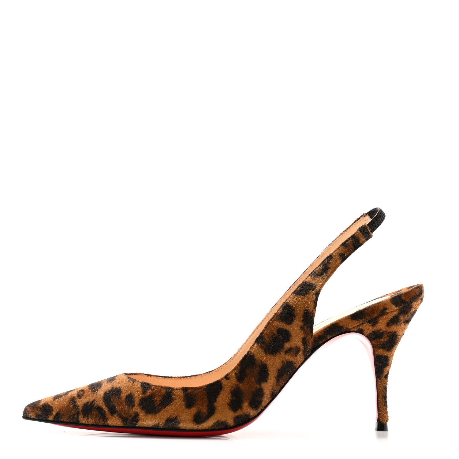 Christian Louboutin Veau Velours Leopard Clare Sling 80 Pumps 37 Caramel 1 of 8