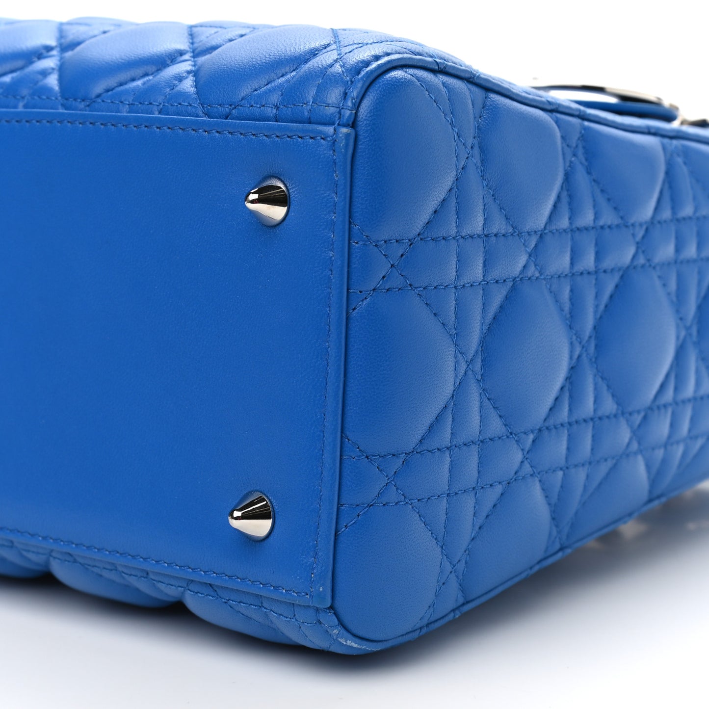 Lambskin Cannage Medium Lady Dior Blue Persan
