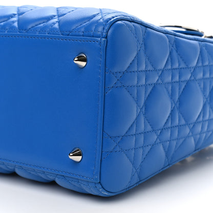 Christian Dior Lambskin Cannage Medium Lady Dior Blue Persan 10 of 11