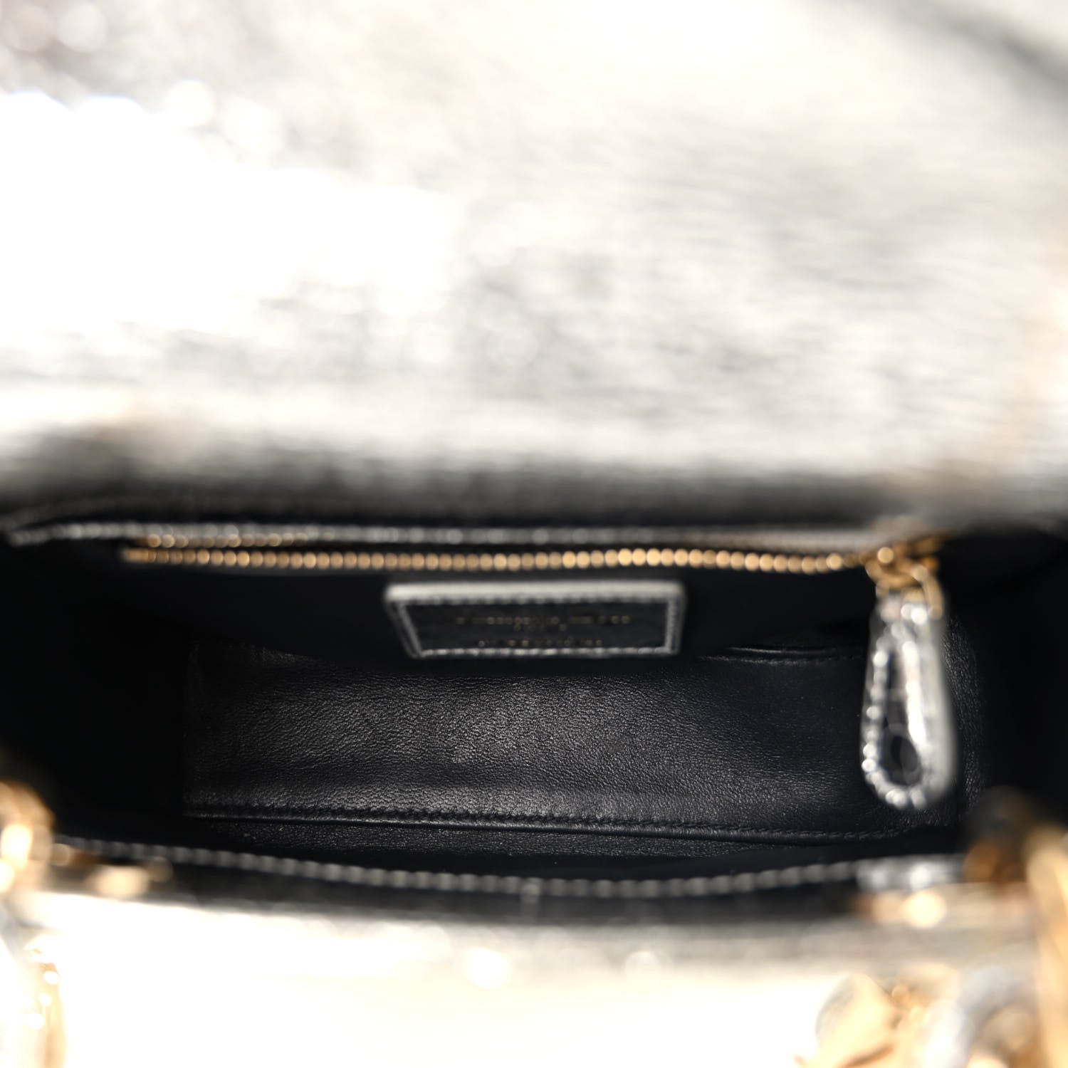 Christian Dior Metallic Crinkled Cannage Micro Lady Dior Silver 5 of 11