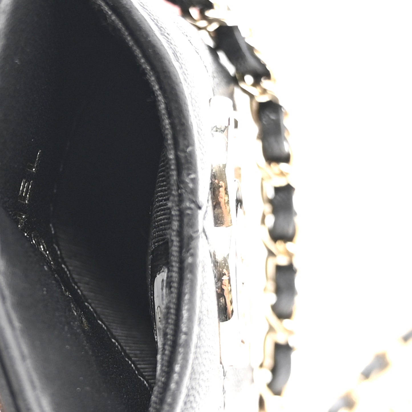 Lambskin Quilted Chanel Card Holder On Chain Black