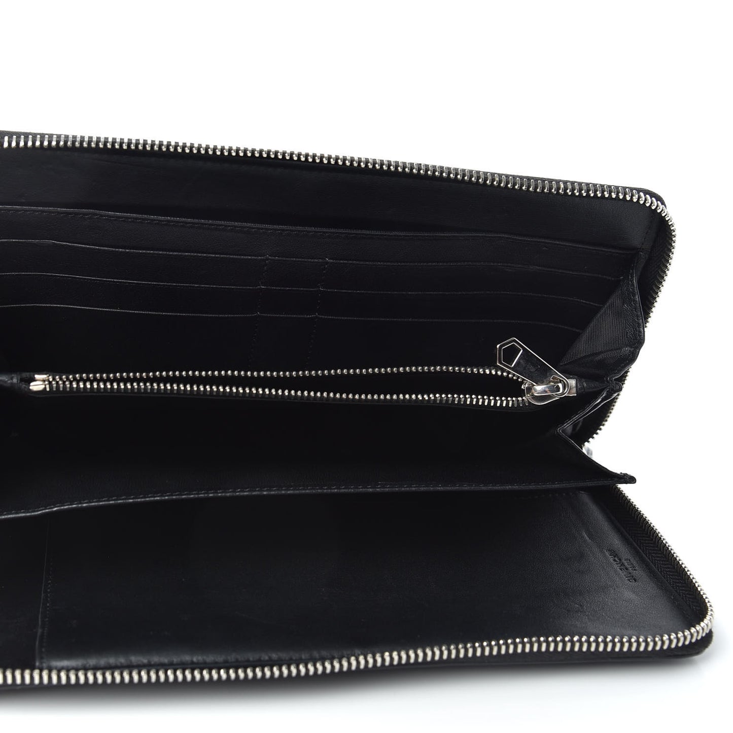 Calfskin Star Pandora Zip Around Wallet Black