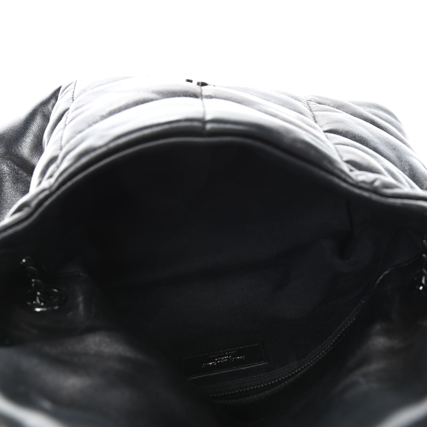 Saint Laurent Lambskin Quilted Small Loulou Puffer Monogram Chain Satchel Black 4 of 6