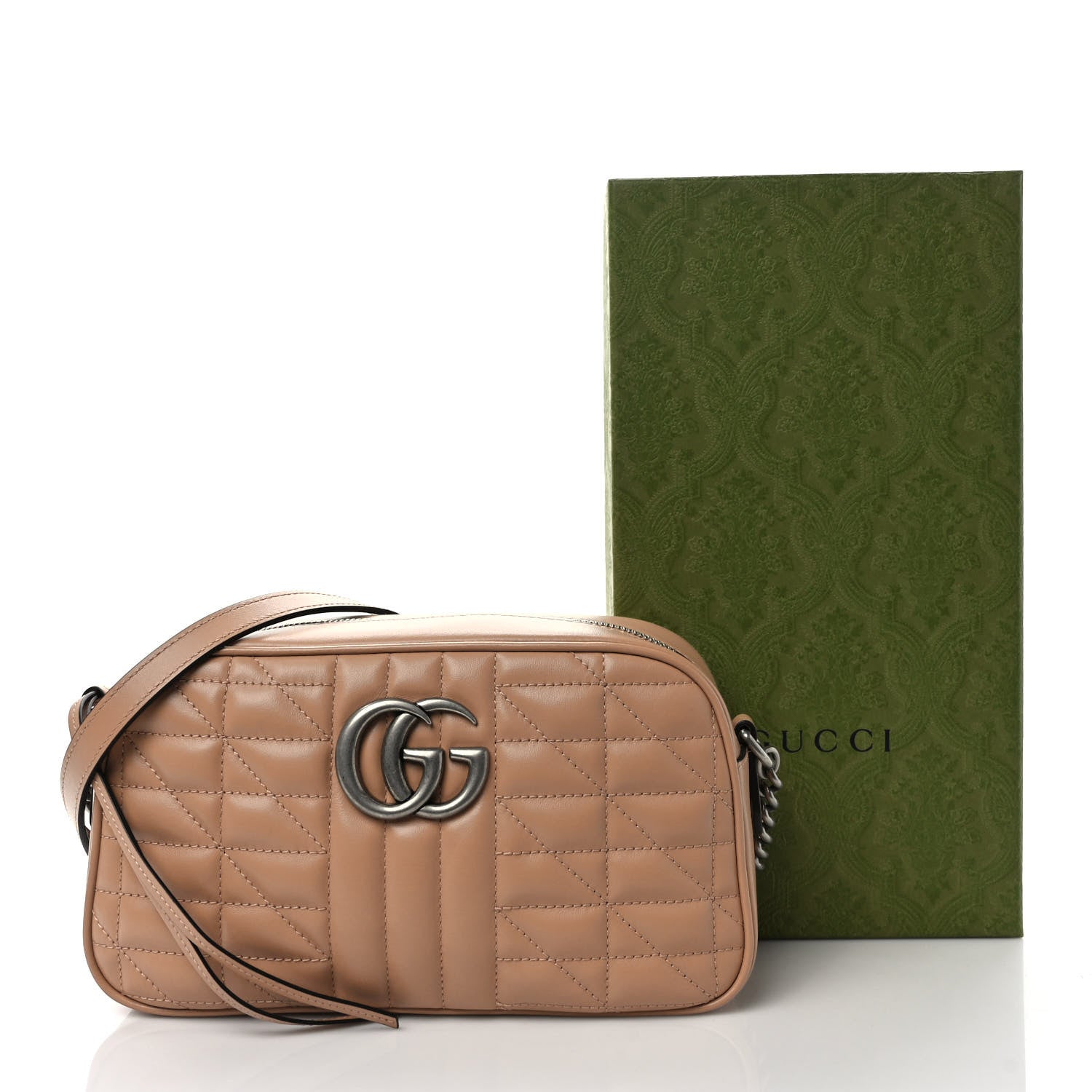 Gucci Calfskin Matelasse Aria Small GG Marmont Chain Shoulder Bag Camelia 9 of 9