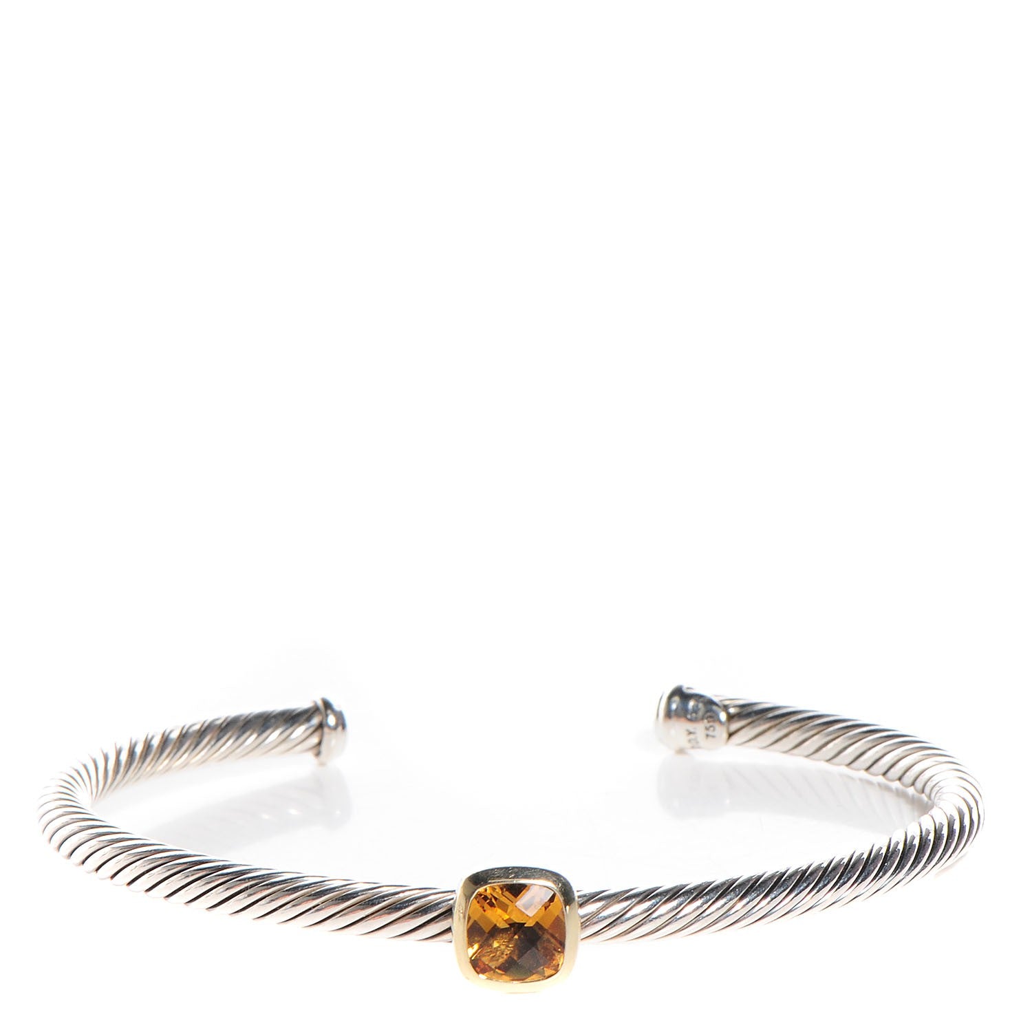 David Yurman Sterling Silver 18k Yellow Gold Citrine 4mm Station Bracelet Medium 1 of 5