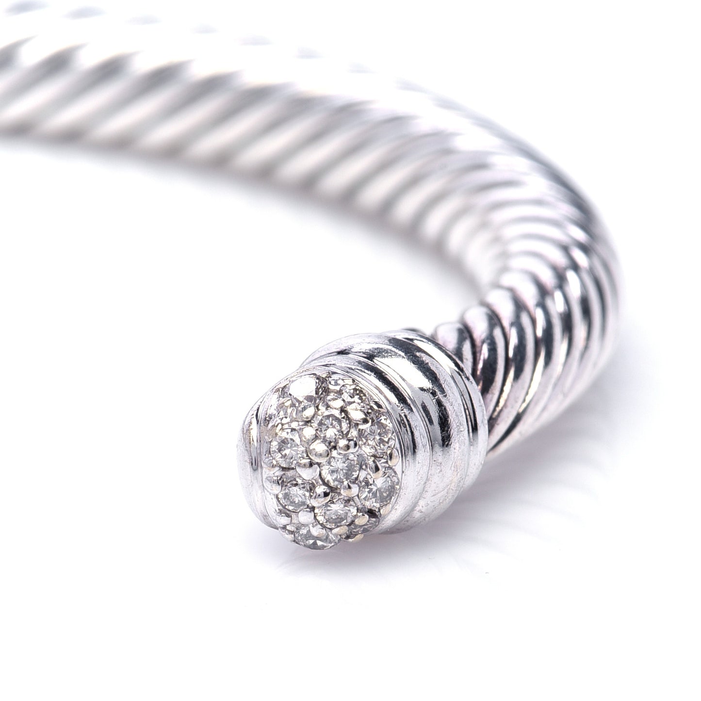 Sterling Silver 18K White Gold Diamond 5mm Cable Classics Bracelet