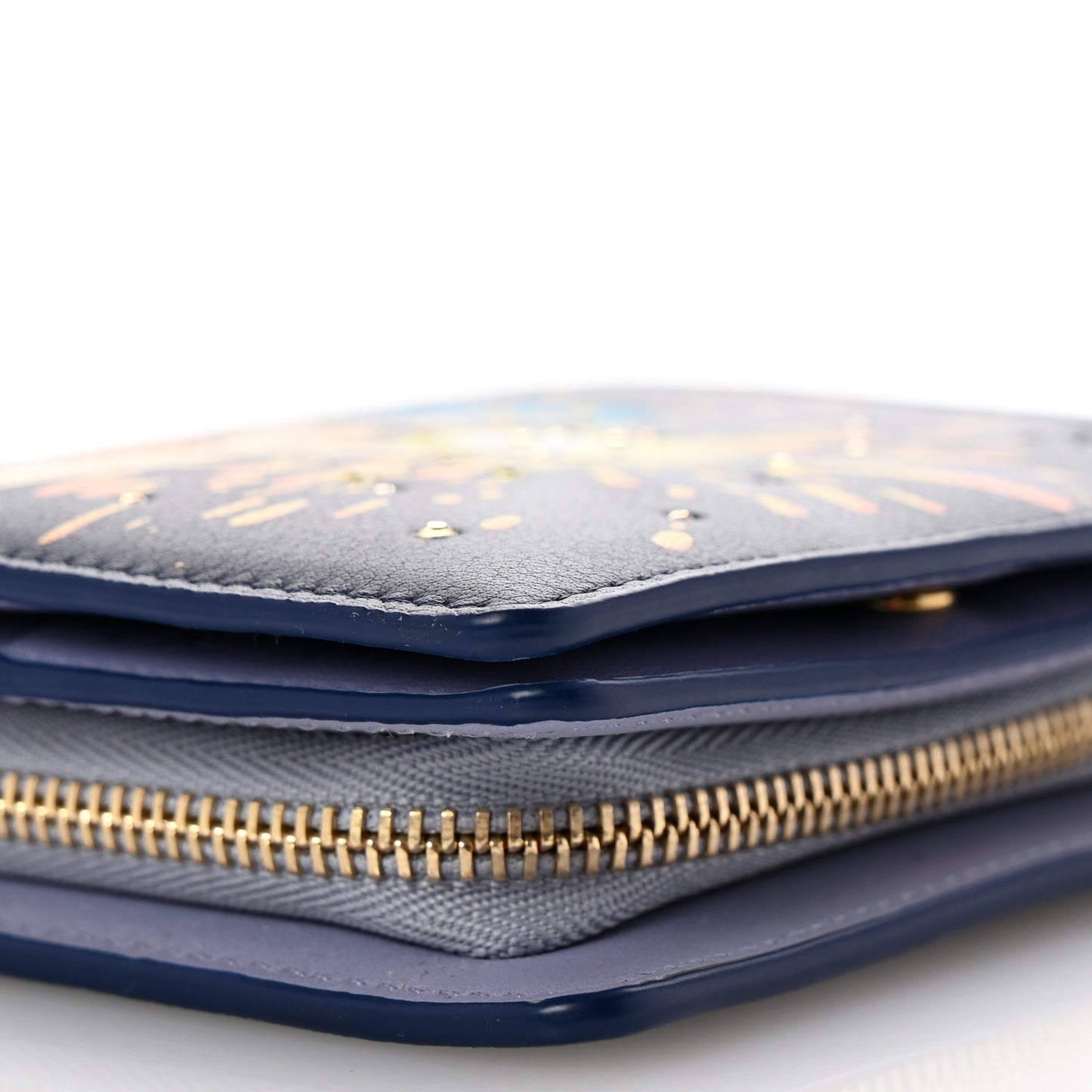 X HOWL'S MOVING CASTLE Classic Calfskin Magical Sky Compact Zip Wallet Marine