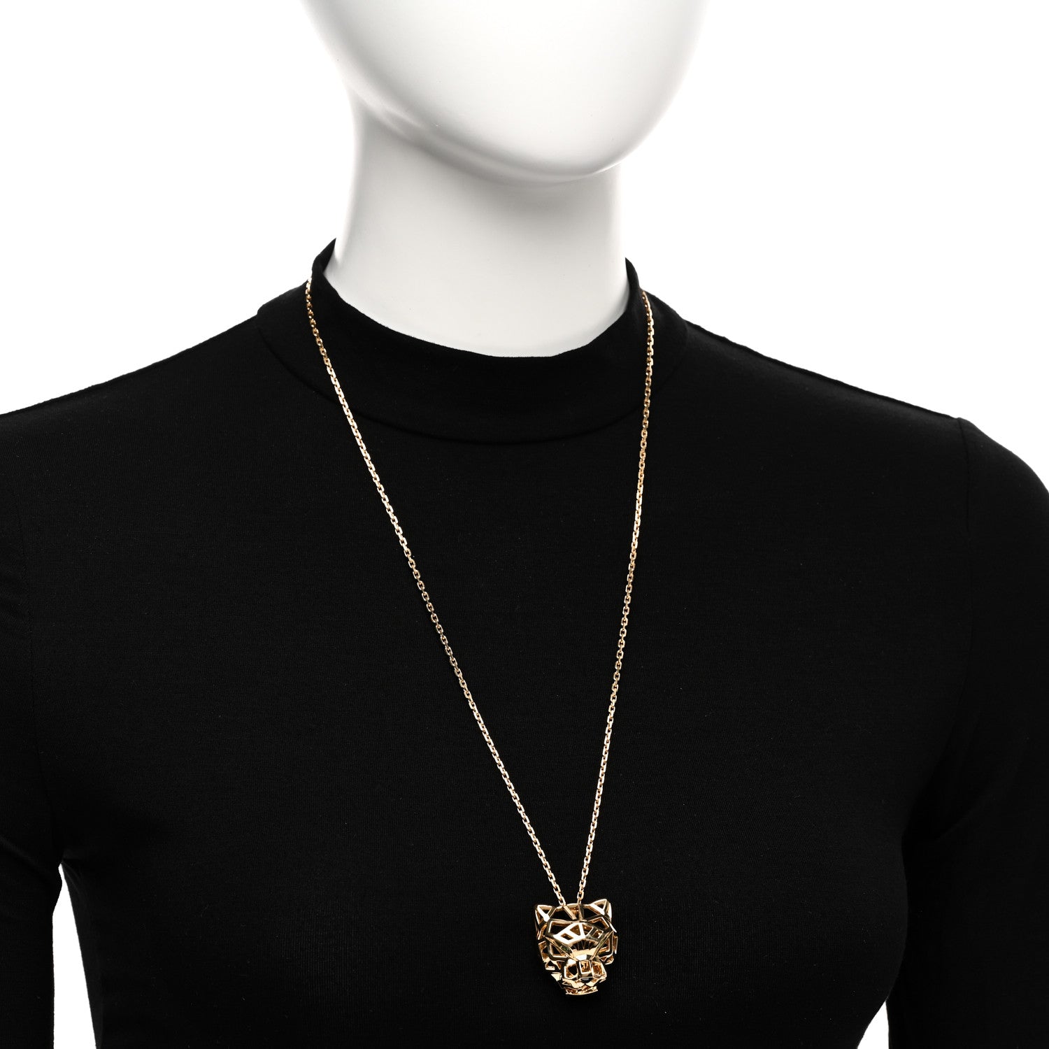 Cartier 18K Yellow Gold Tsavorite Black Onyx Panthere De Cartier Pendant Necklace 2 of 5