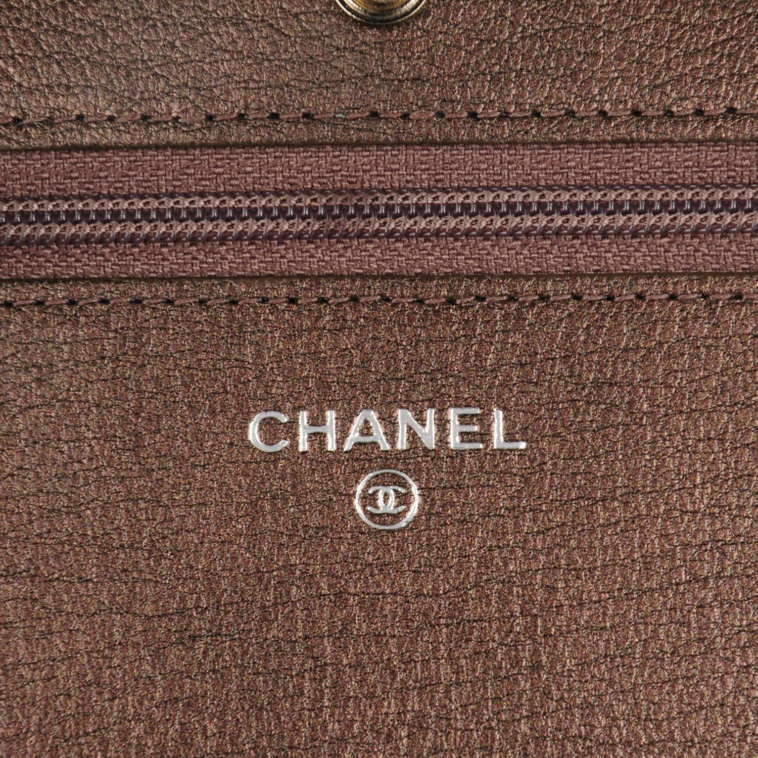 Chanel Iridescent Goatskin Quilted Wallet On Chain WOC Dark Bronze 6 of 8