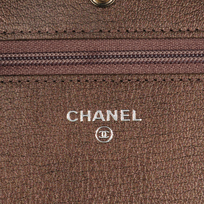 Chanel Iridescent Goatskin Quilted Wallet On Chain WOC Dark Bronze 6 of 8