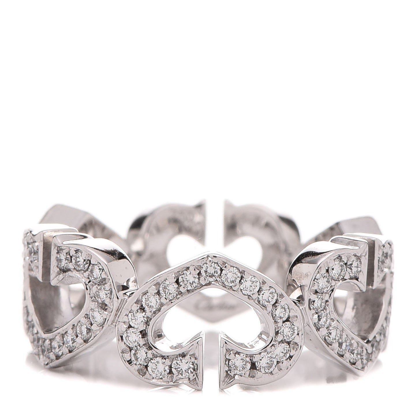 18K White Gold Diamond Hearts and Symbols Paved Ring 47 4
