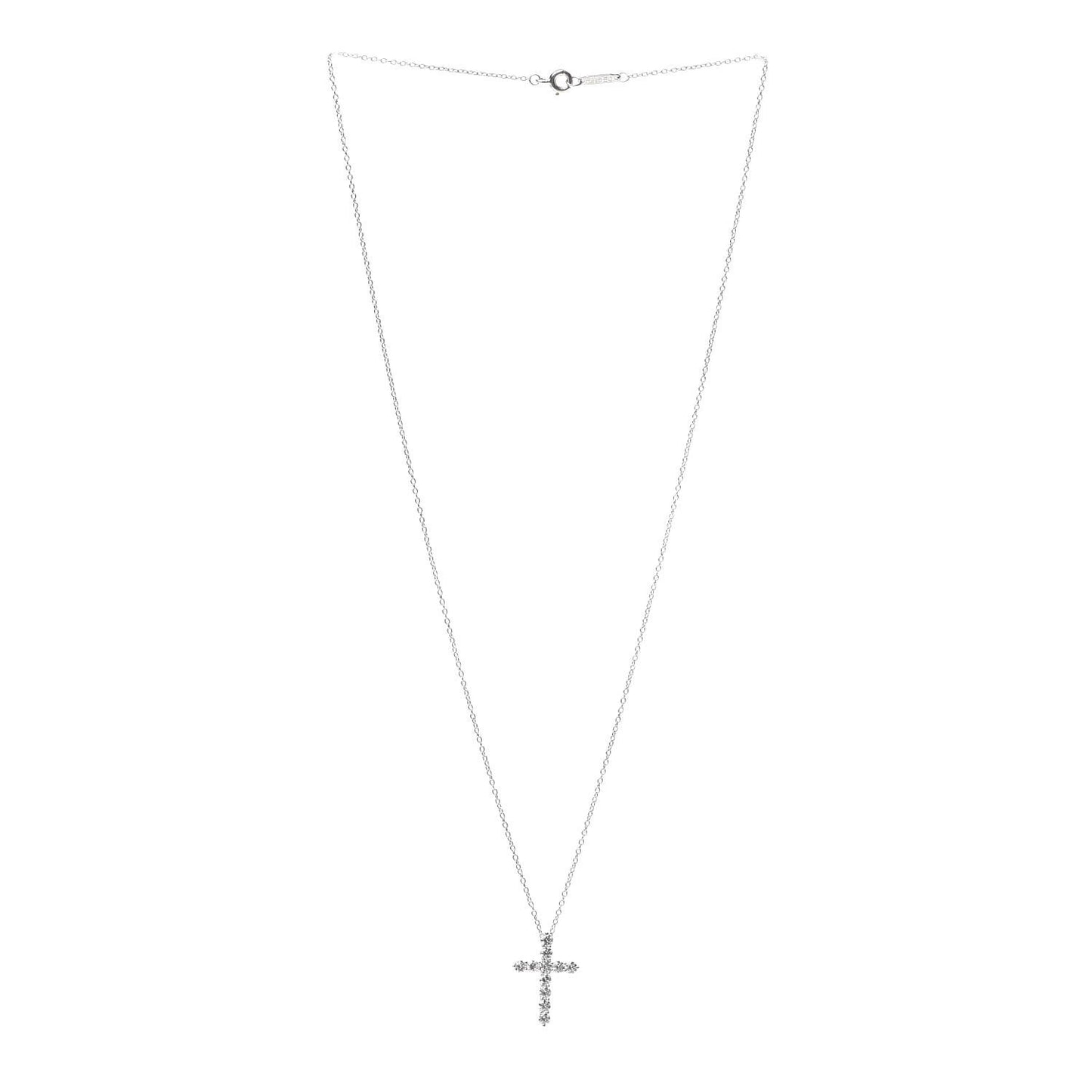 Platinum Diamond Small Cross Pendant Necklace