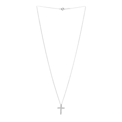 Tiffany Platinum Diamond Small Cross Pendant Necklace 3 of 5