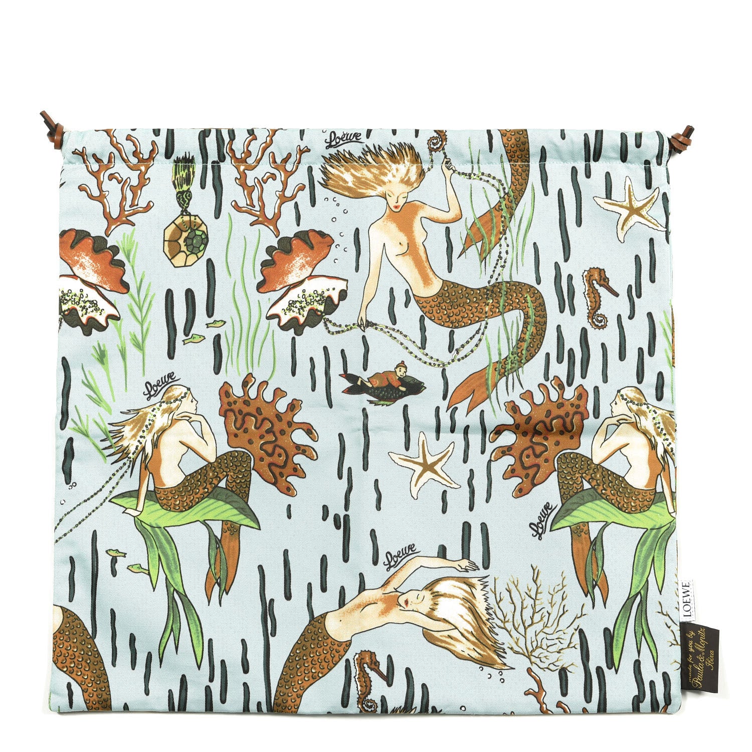 Loewe Canvas Mermaid Print Paula's Ibiza Small Drawstring Pouch 1 of 5