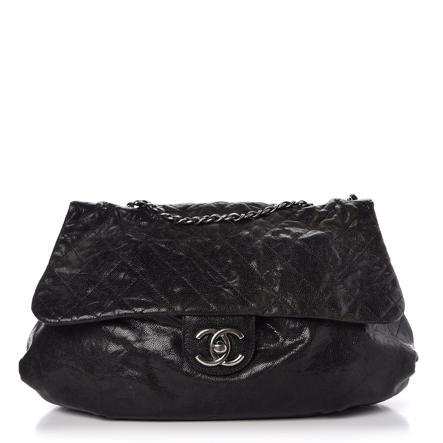 Chanel Crumpled Caviar Quilted Maxi Elastic Flap Black 1 of 15