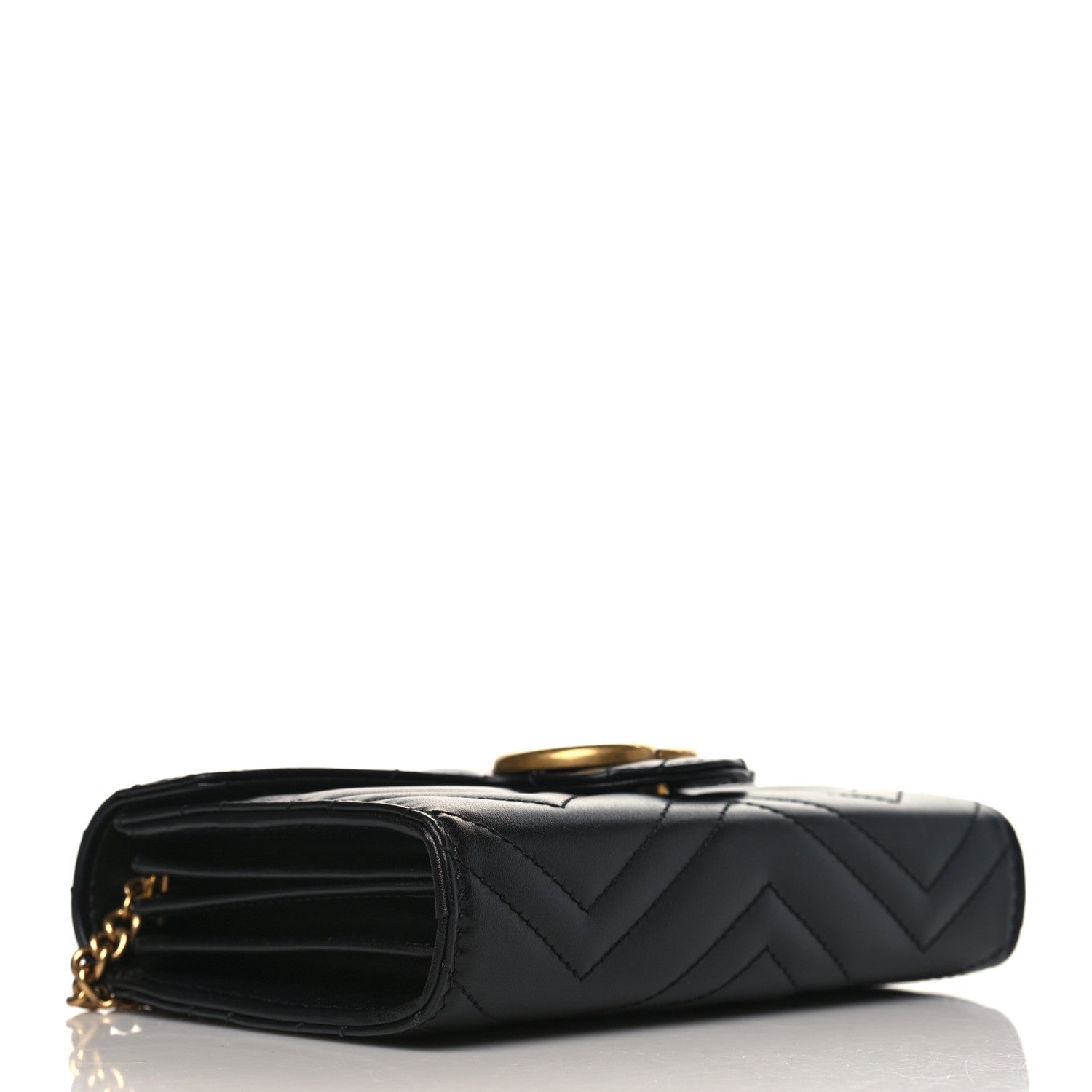Gucci Calfskin Matelasse GG Marmont Chain Wallet Black 4 of 10