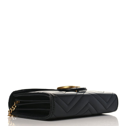 Gucci Calfskin Matelasse GG Marmont Chain Wallet Black 4 of 10