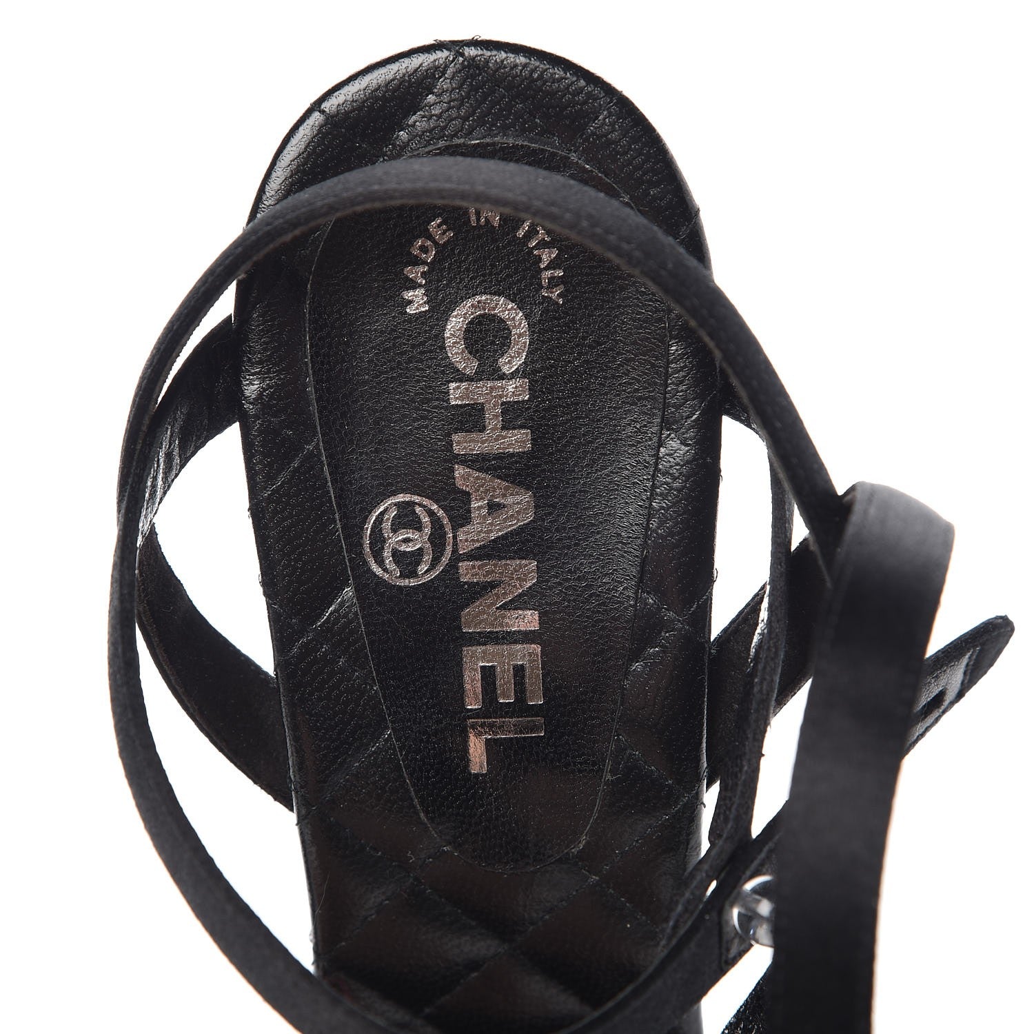 Chanel Satin Patent Cap Toe Ankle Wrap Pumps 38.5 Black 9 of 10