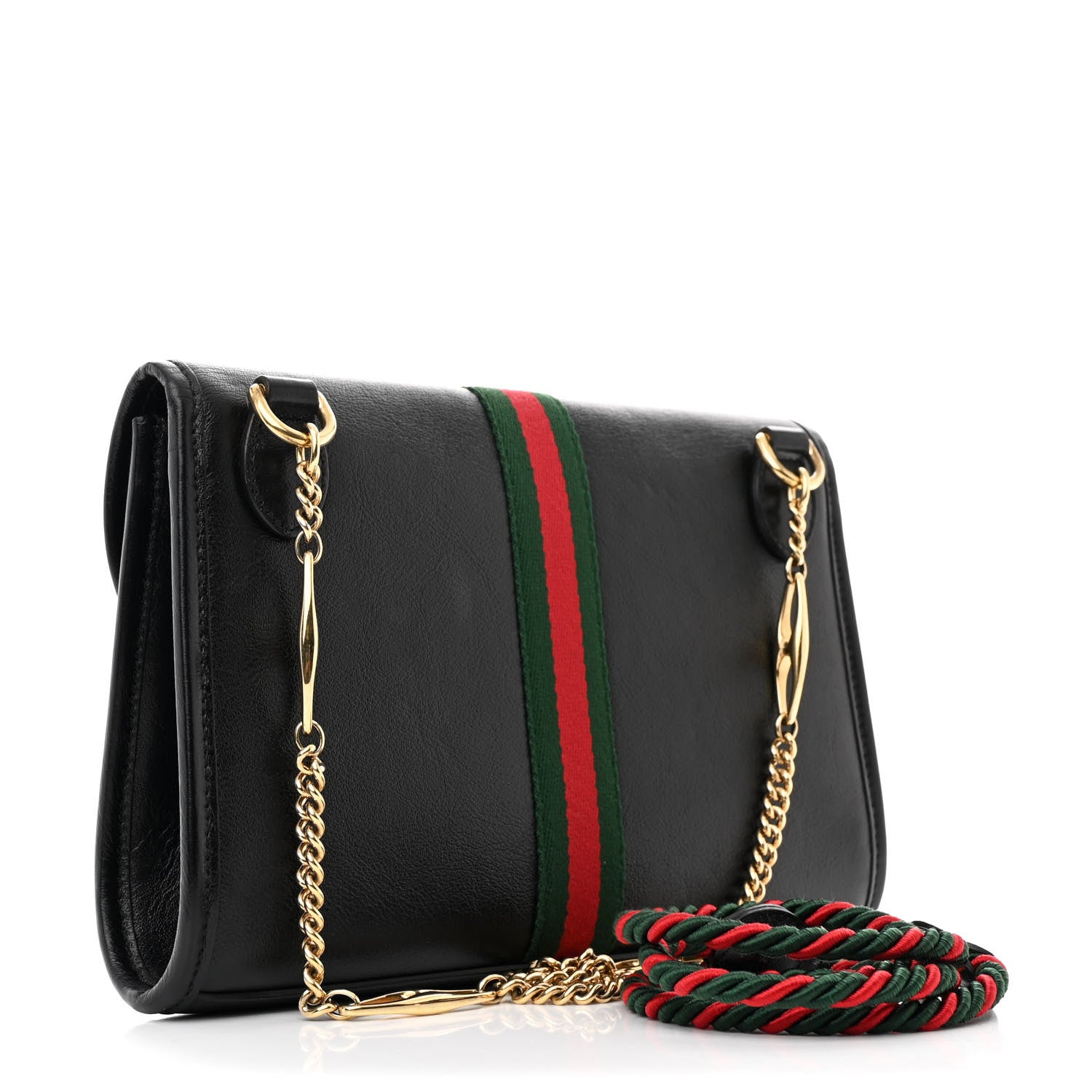 Gucci Textured Calfskin Web Small Rajah Slim Flap Shoulder Bag Black 3 of 10
