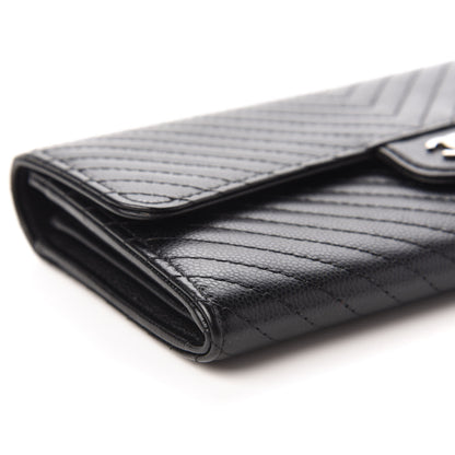 Chanel Caviar Chevron Quilted Large Flap Wallet Black 6 of 12
