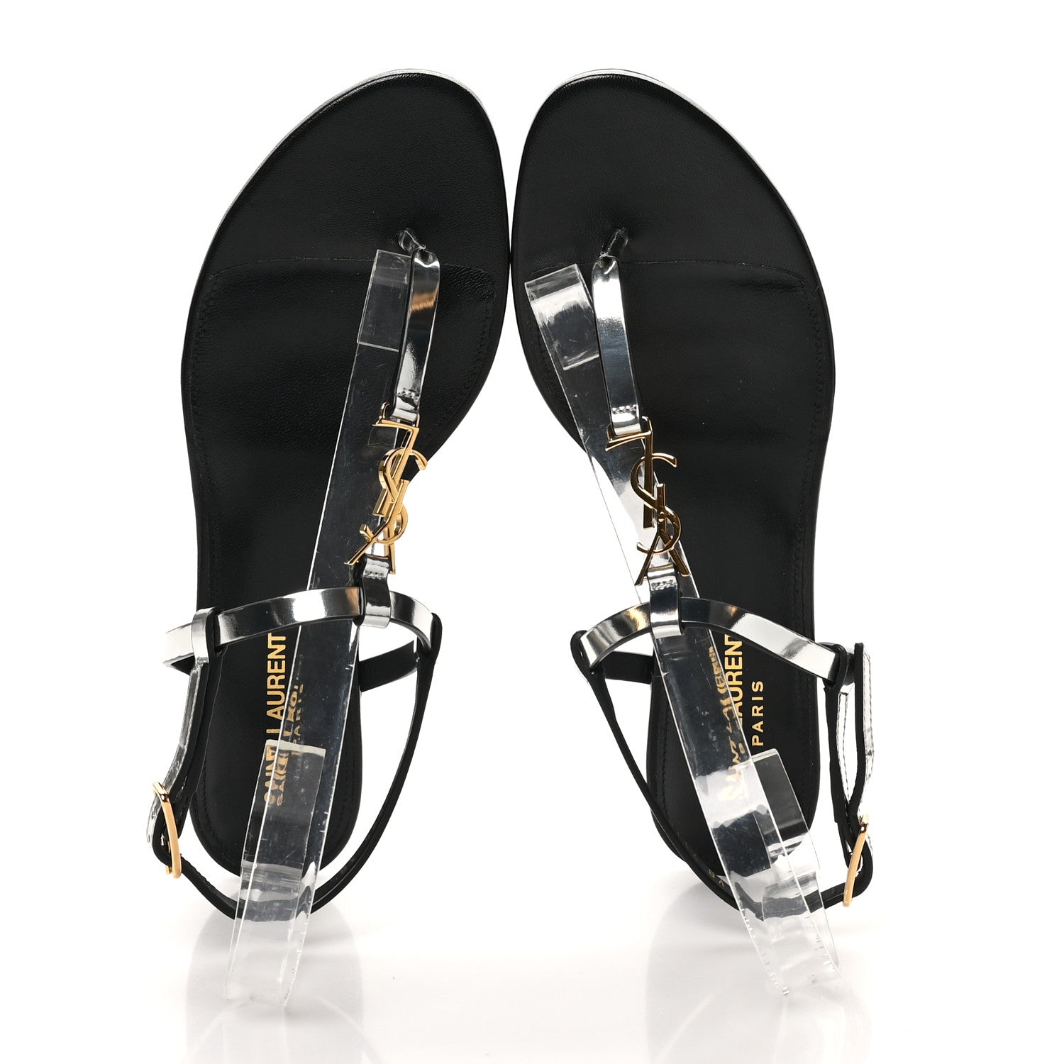 Saint Laurent Reflex Soft Lambskin Cassandra Iota 05 Sandals 38.5 Argento 2 of 10