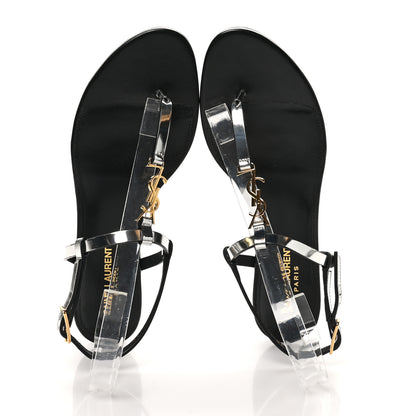 Saint Laurent Reflex Soft Lambskin Cassandra Iota 05 Sandals 38.5 Argento 2 of 10