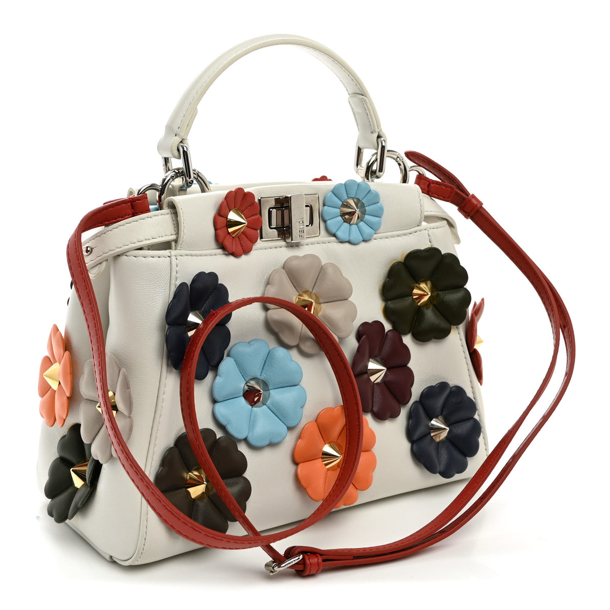 Nappa Flowerland Mini Peekaboo Iconic Satchel White Ice Multicolor