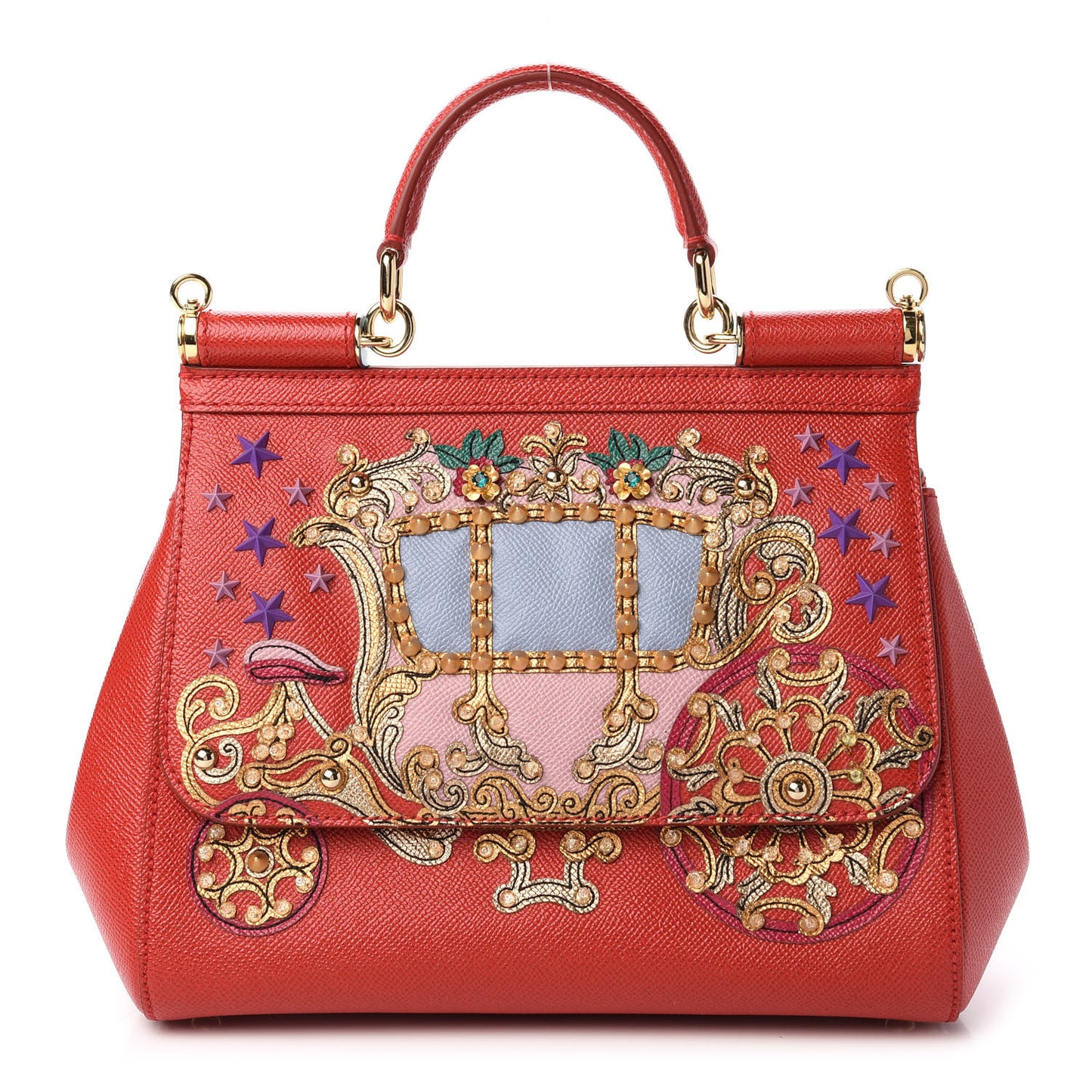 Dauphine Embellished Medium Miss Sicily Satchel Rosso
