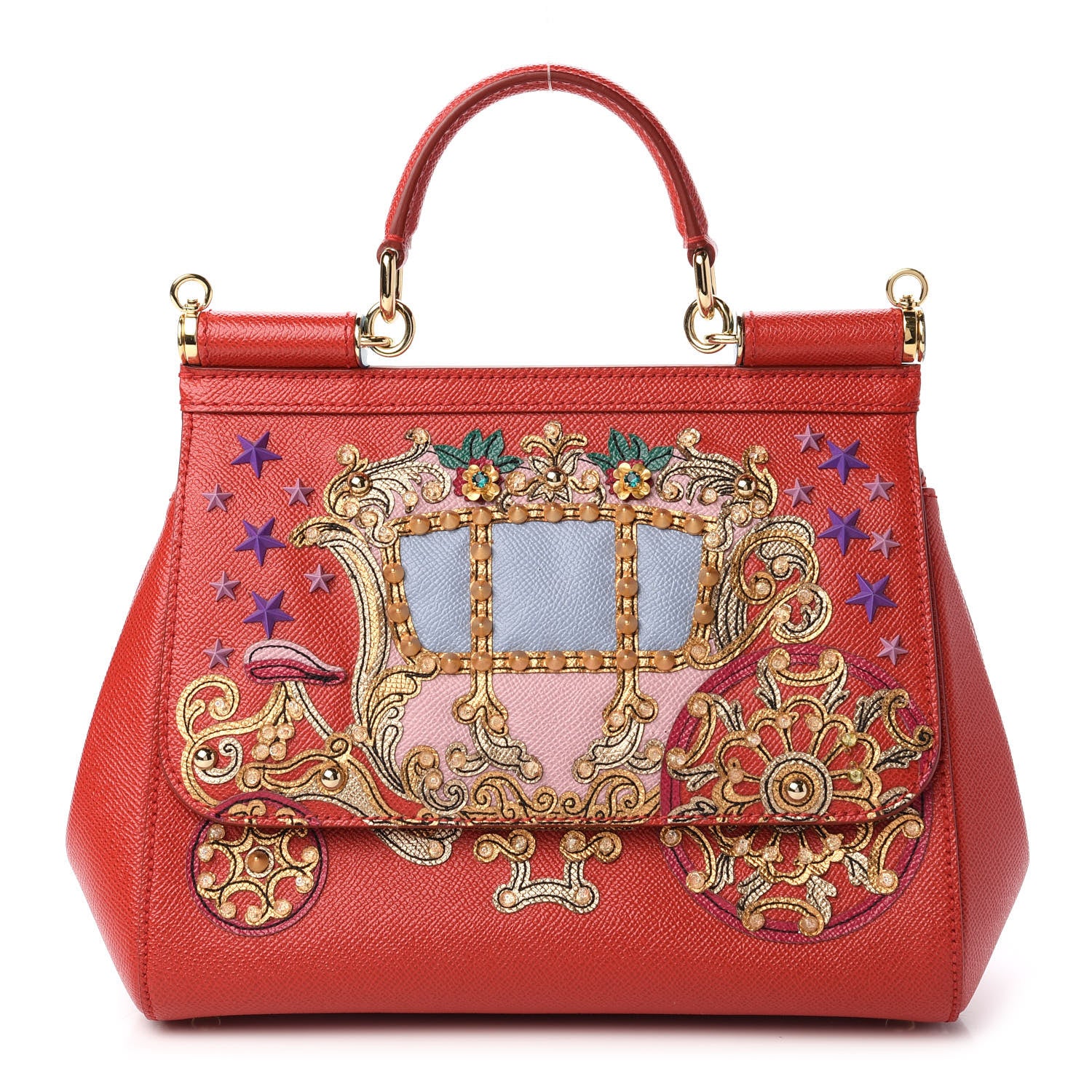 Dolce & Gabbana Dauphine Embellished Medium Miss Sicily Satchel Rosso 1 of 10