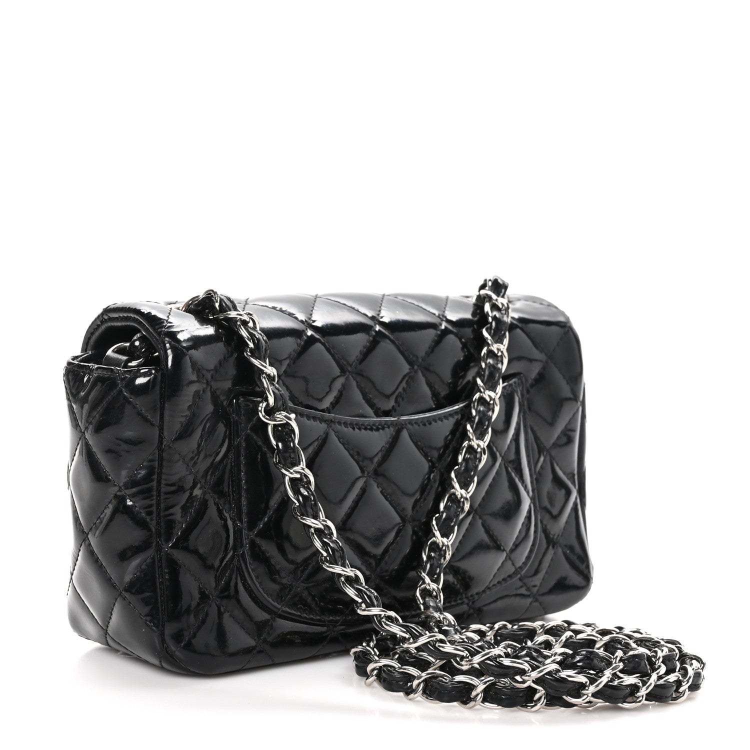 Chanel Patent Calfskin Quilted Mini Rectangular Flap Black 2 of 9