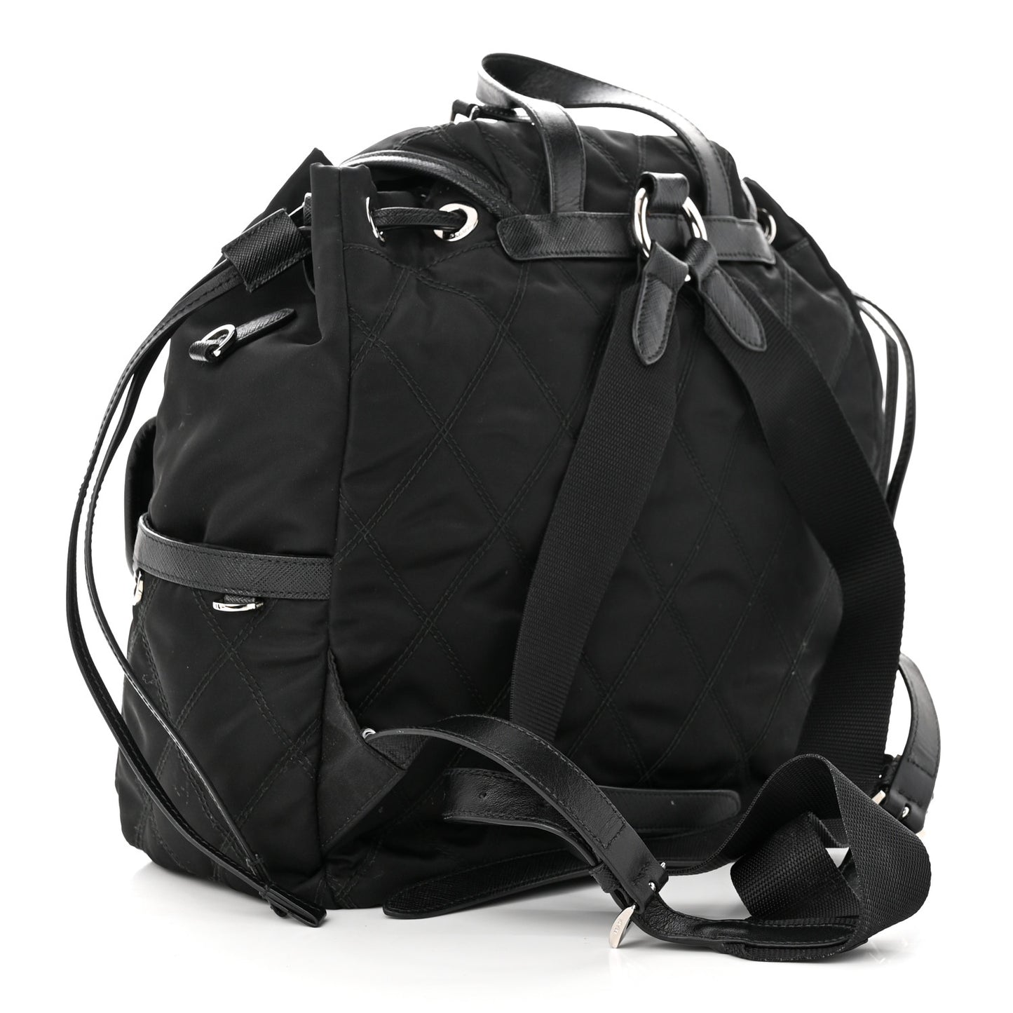 Tessuto Nylon Saffiano Vela Quilted Backpack Black