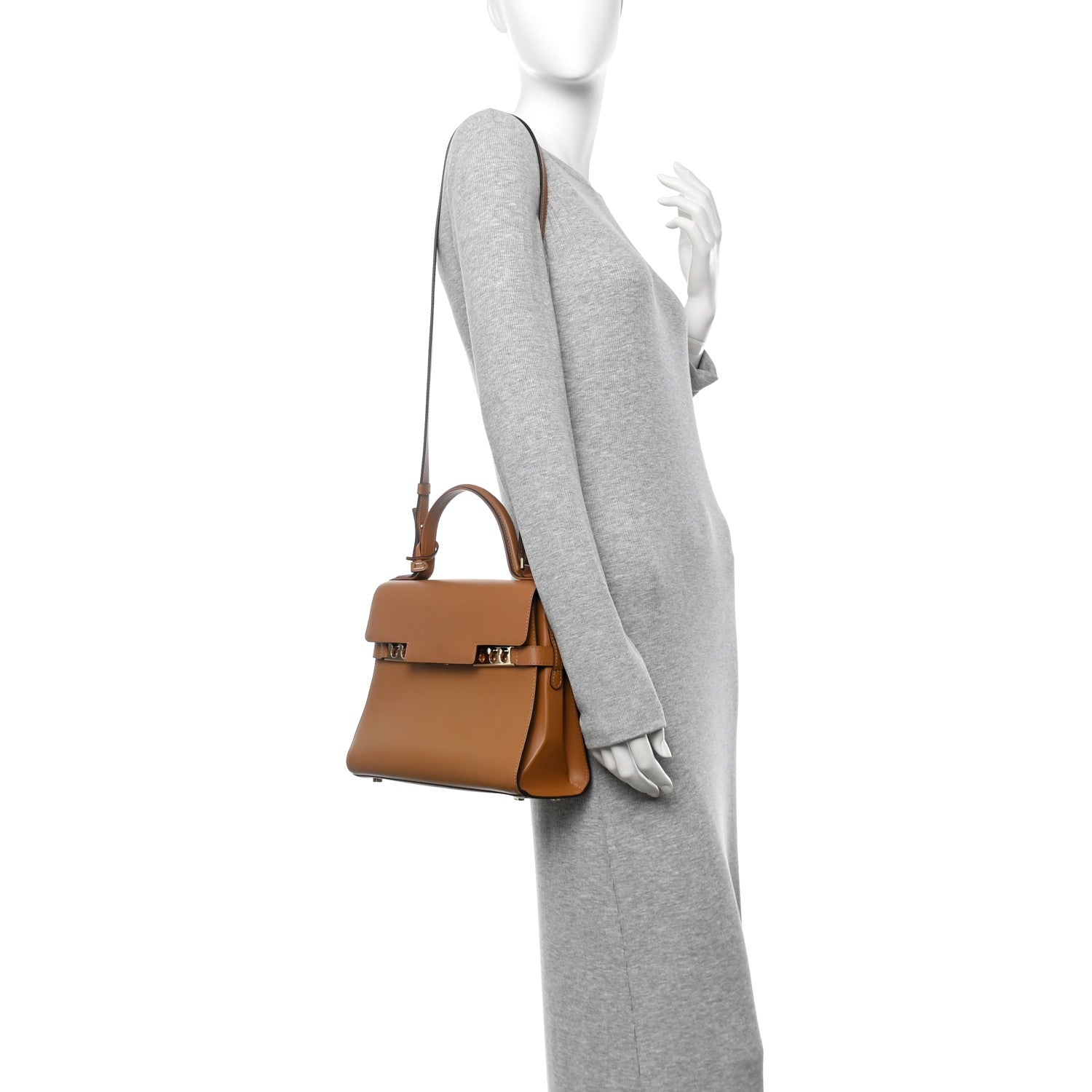 Delvaux Calfskin MM Tempete Satchel Camel 2 of 10