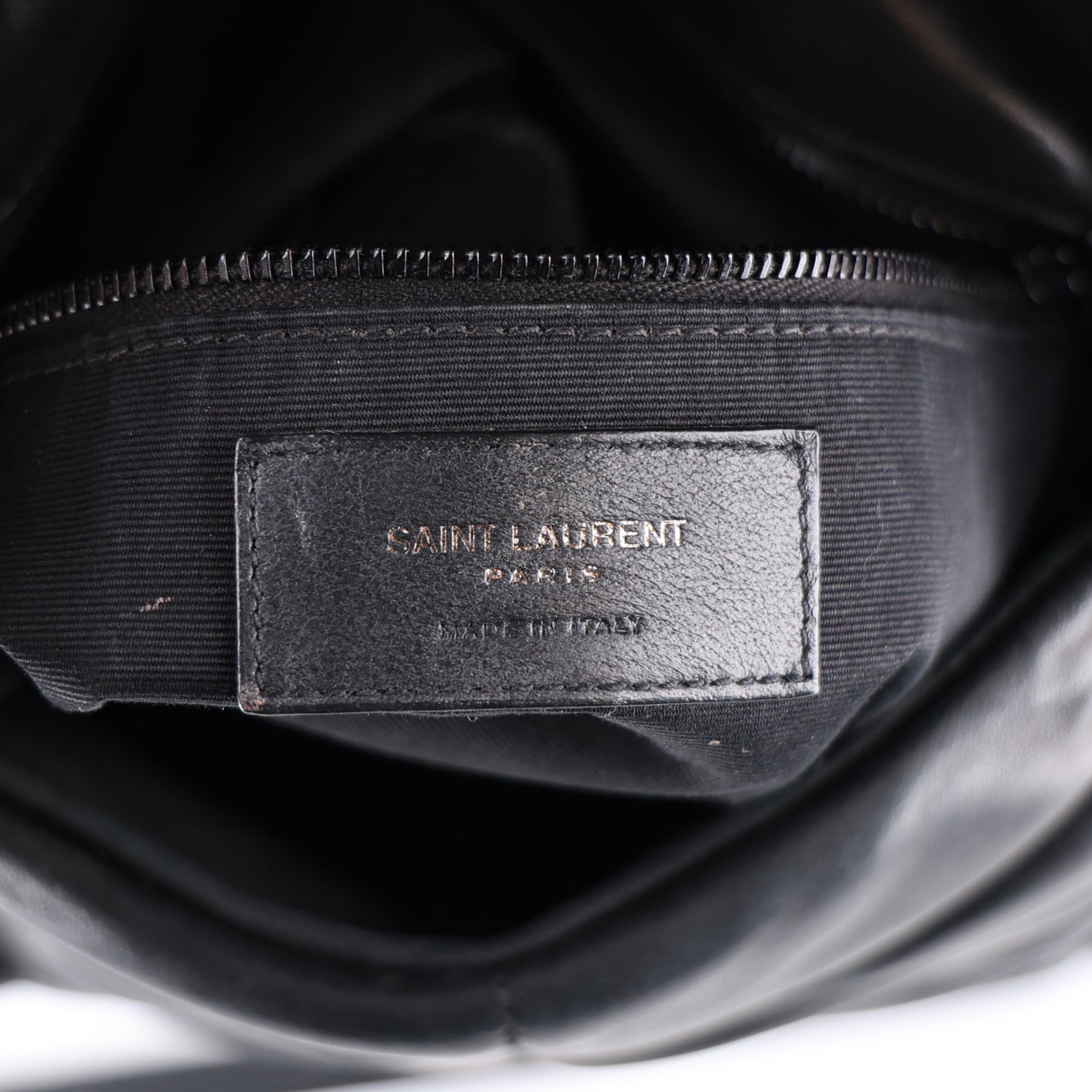 Lambskin Quilted Monogram Monochrome Small Loulou Puffer Chain Satchel Black