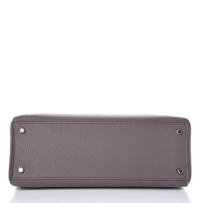 Hermes Togo Horseshoe Kelly Retourne 35 Etain Bleu Tempete 7 of 36