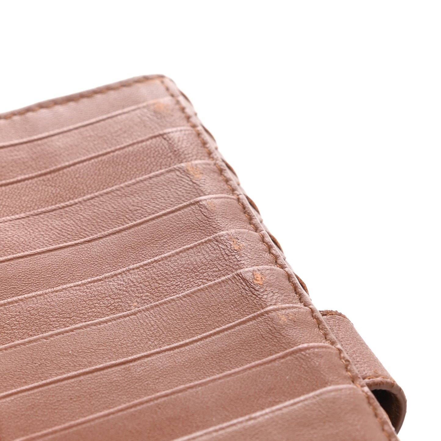 Madras Goatskin Intrecciato Flap Wallet Tea