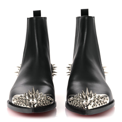 Christian Louboutin Calfskin Spiked Mens Chelviss Meteor Flat Ankle Boots 43 Black 3 of 11