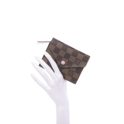 Louis Vuitton Damier Ebene Victorine Wallet Rose Ballerine 2 of 12