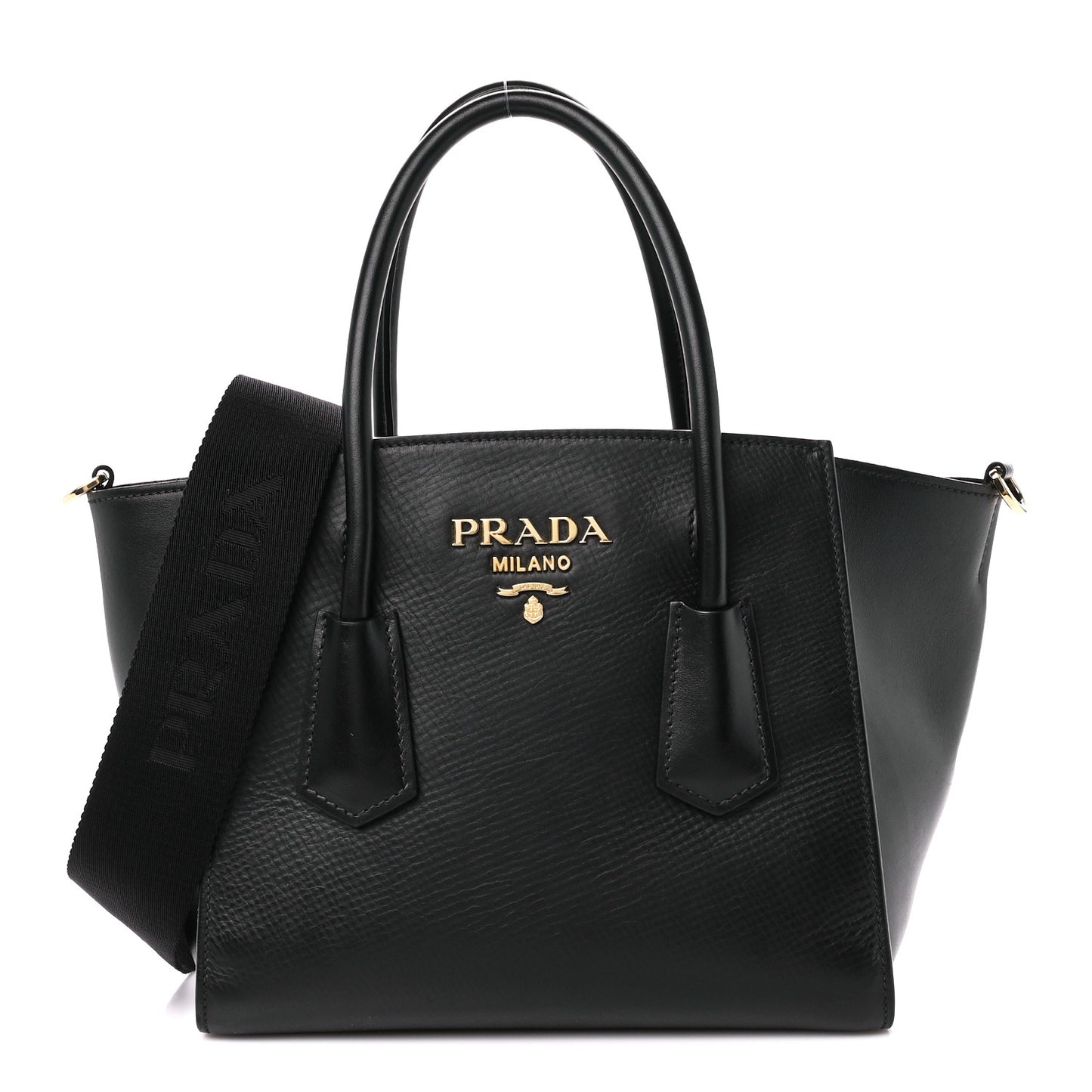Vitello Glace Calfskin Twin Pocket Tote Black