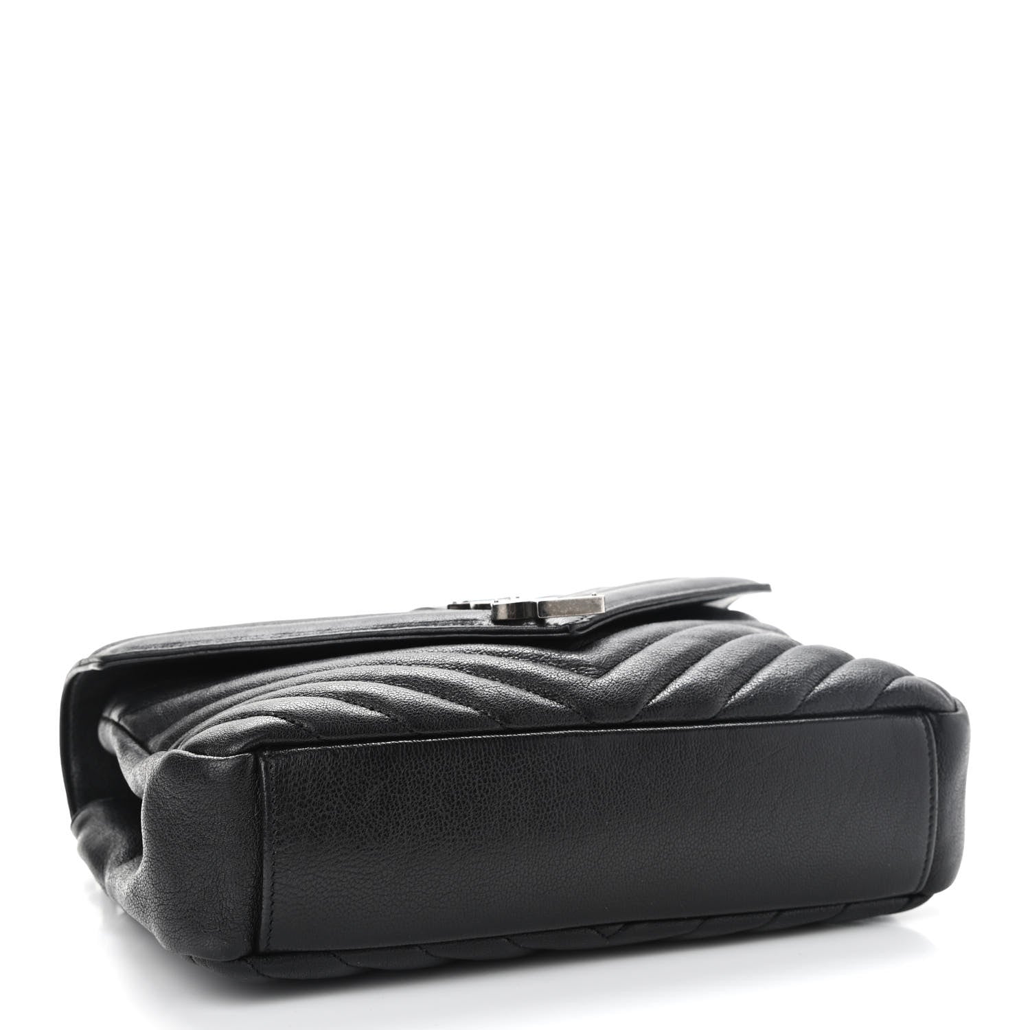 Saint Laurent Sheepskin Matelasse Chevron Monogram Medium College Bag Black 3 of 13