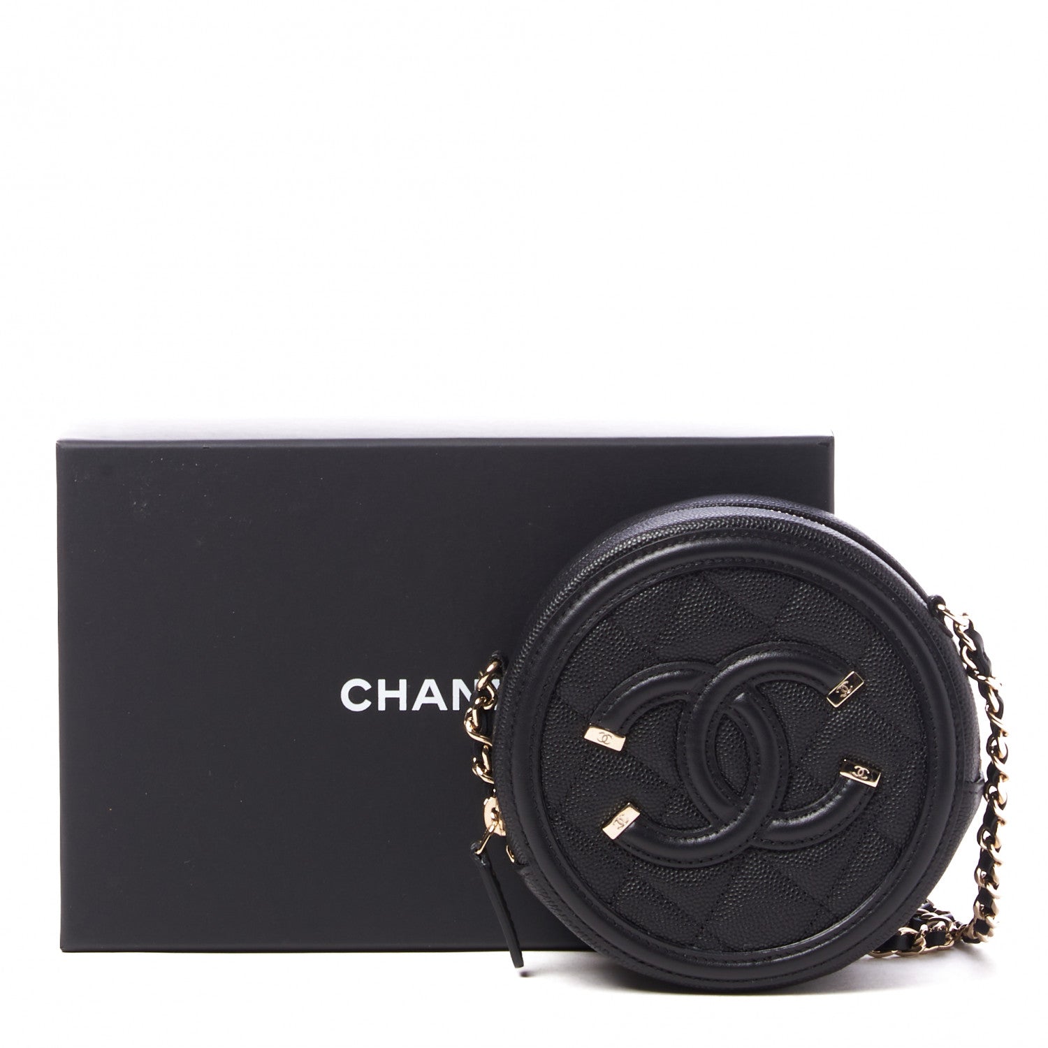Chanel Caviar Quilted Round Filigree Crossbody Black 10 of 10