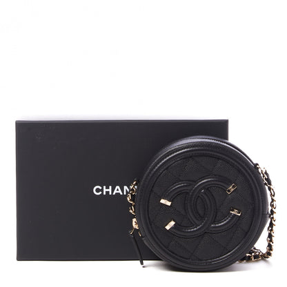 Chanel Caviar Quilted Round Filigree Crossbody Black 10 of 10