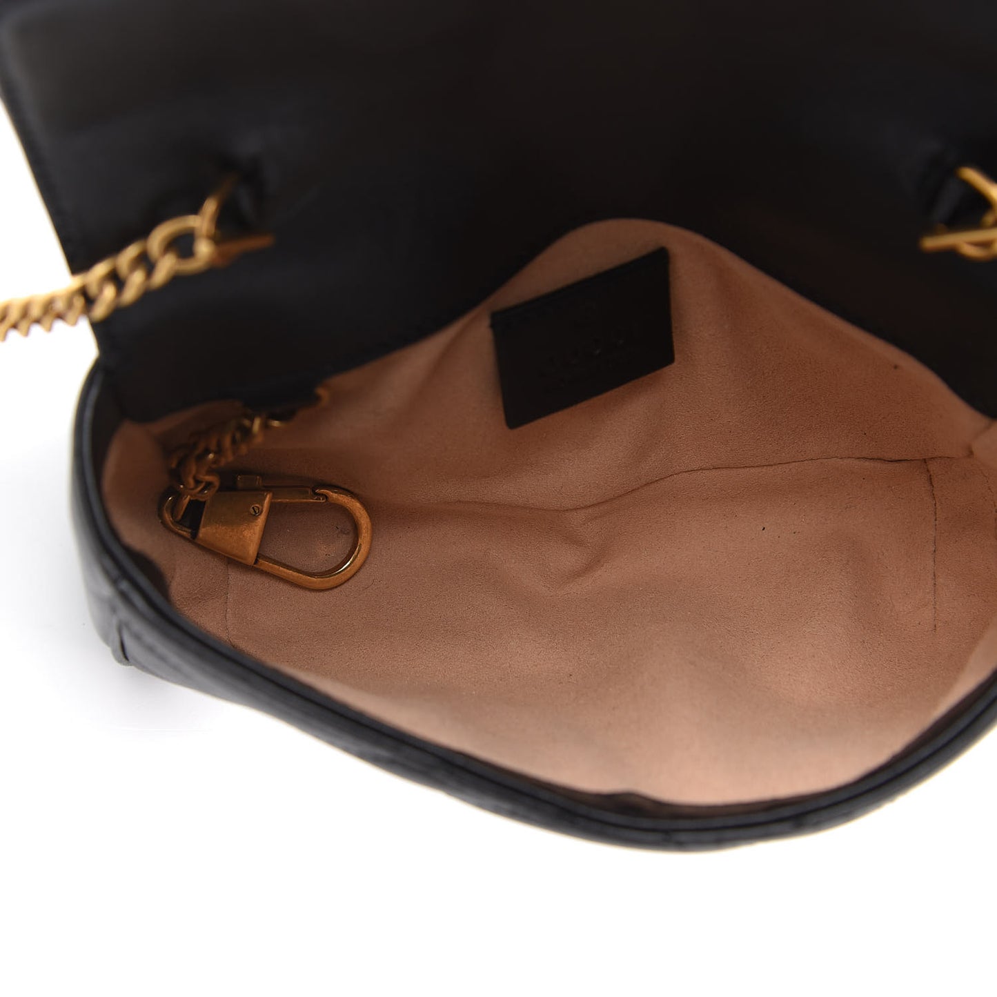 Calfskin Matelasse Super Mini GG Marmont Shoulder Bag Black