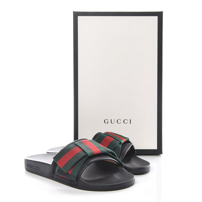 Gucci Satin Web Bow Slide Sandals 35 Black 9 of 9