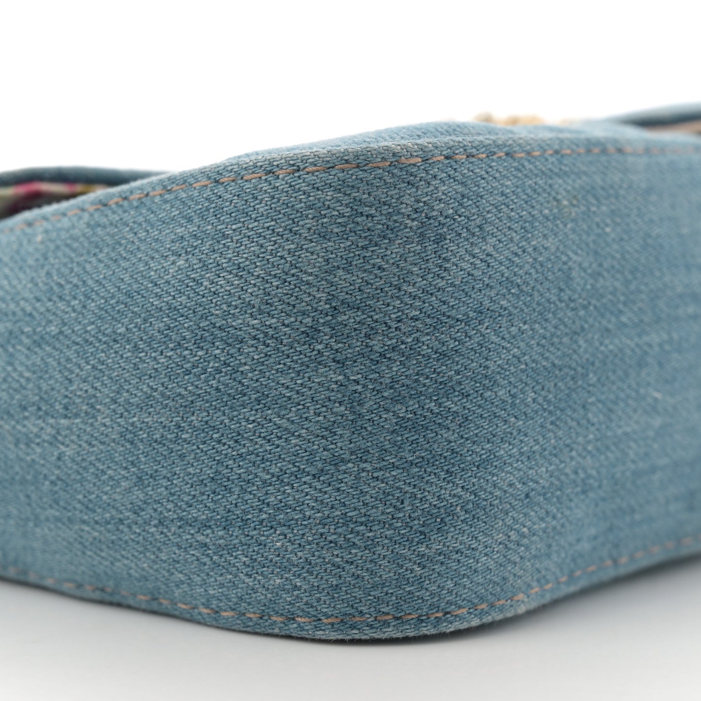 Denim Matelasse Mini Pearly GG Marmont Shoulder Bag Blue