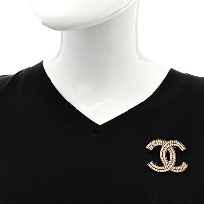 Chanel Metal Crystal Baguette CC Brooch Gold 2 of 5
