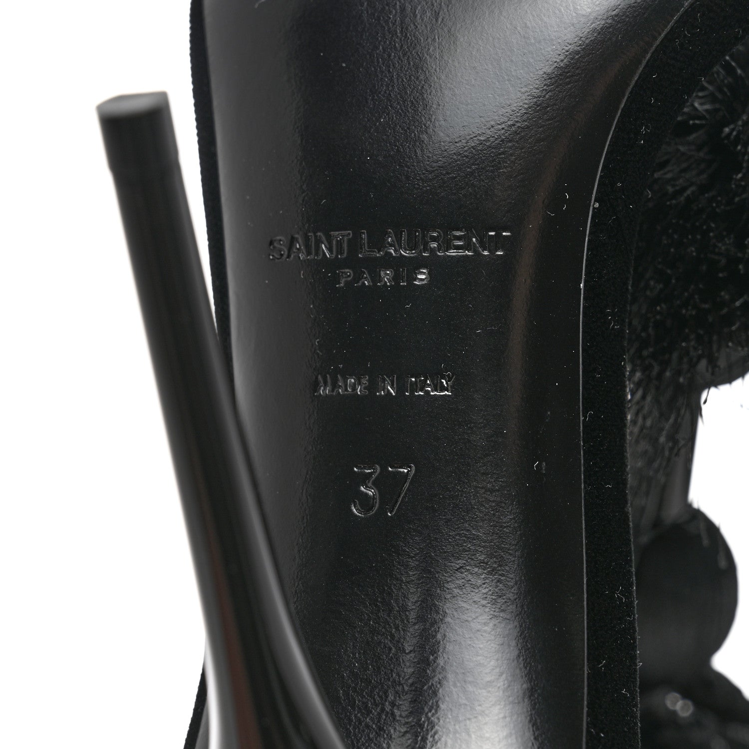 Saint Laurent Vernice Chiffon Tassel Embellished Pierre Pon Pon 110 Sandals 37 Black 7 of 7