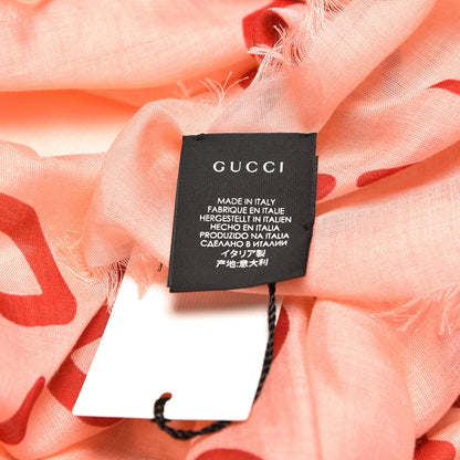 Gucci Modal Silk GG Writers Shawl Roseate Red 4 of 4