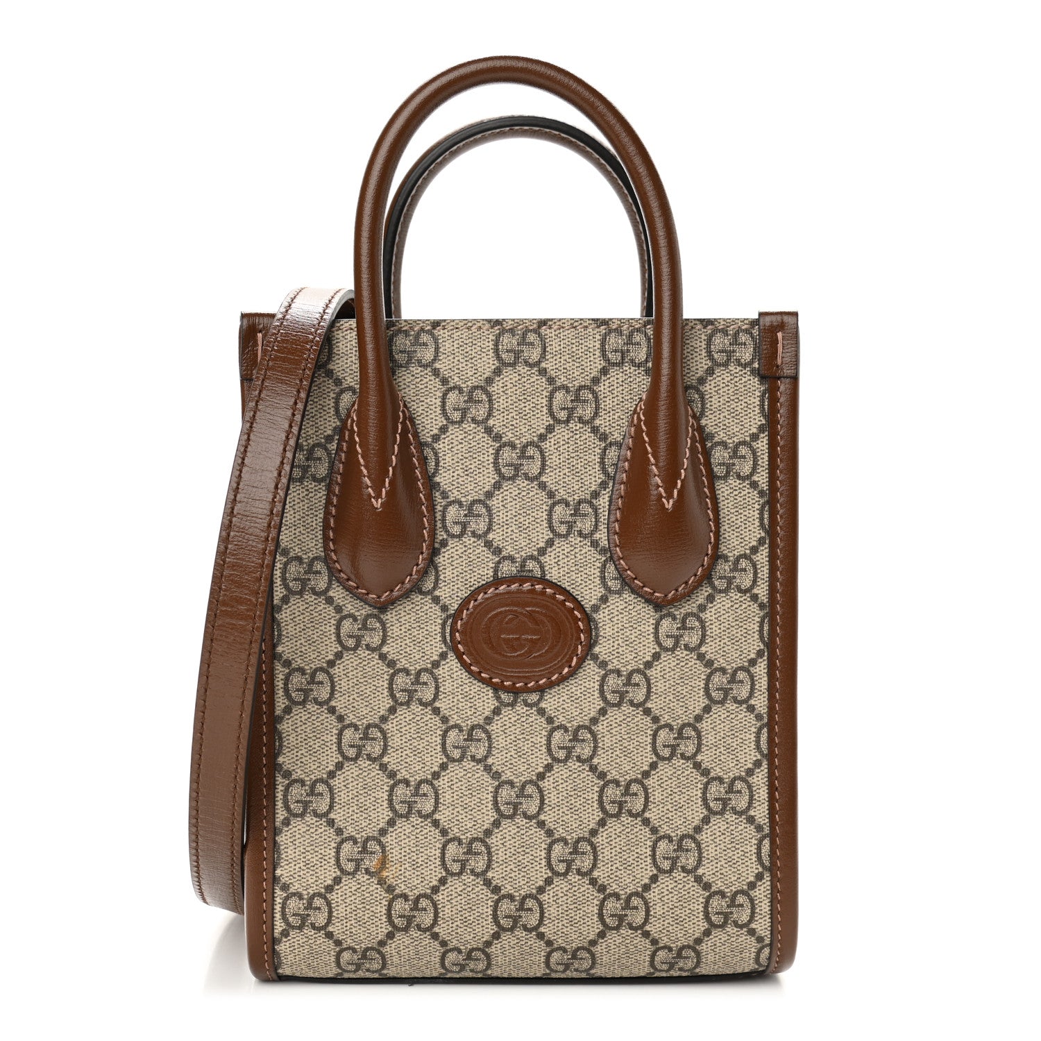 Gucci GG Supreme Monogram Azalea Calfskin Mini Retro Interlocking G Tote Bag Beige Ebony Brown Sugar 1 of 12